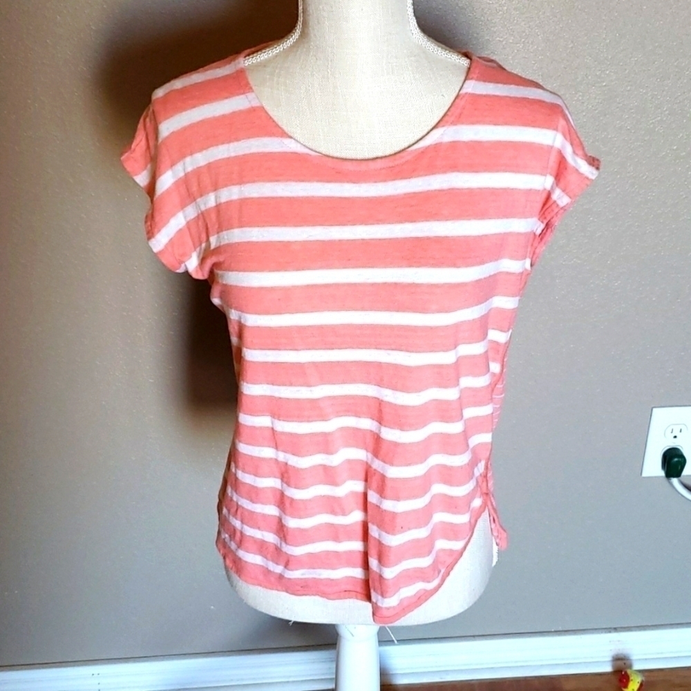 Athleta Newport relaxed fit linen flowy striped tunic top